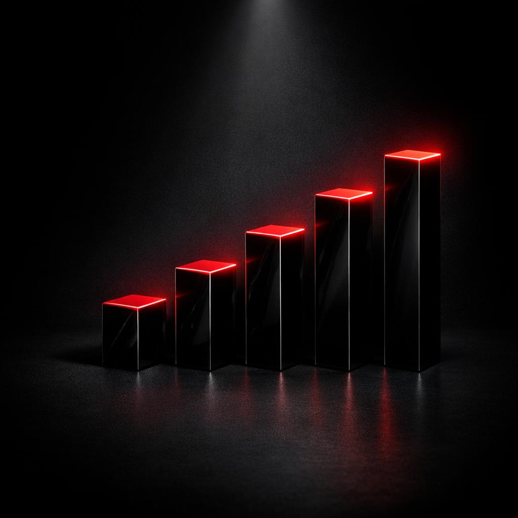 Stylized rising red bar chart representing ad performance